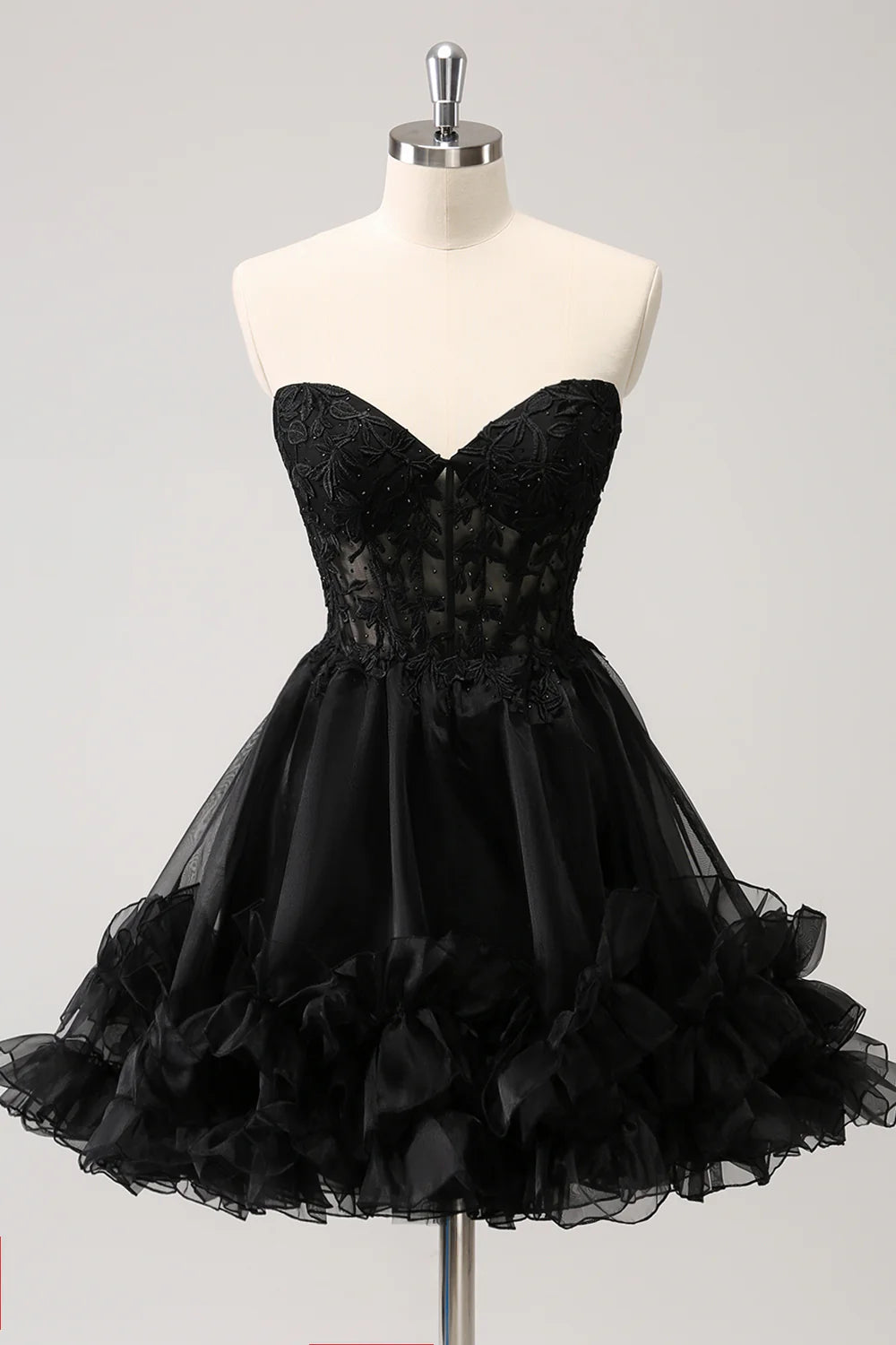 Luolandi A Line Little Black Strapless Homecoming Dress Off Shoulder Sexy Party Dress